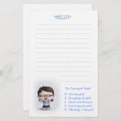 意味の"こんにちは" 便箋 (正面/裏面)