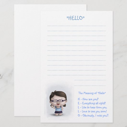 意味の"こんにちは" 便箋 (正面/裏面)