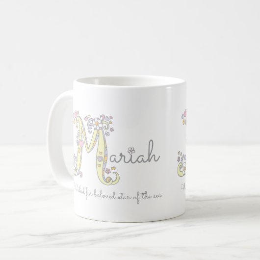 意味マグとのMariahの手紙Mの装飾的な名前 コーヒーマグカップ (正面左)