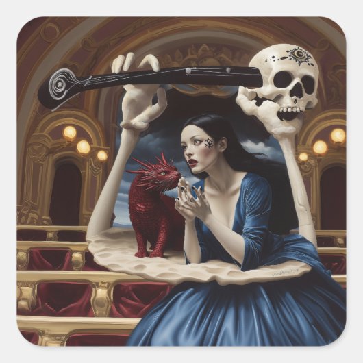 意図を明示オカルト暗黒の魔性AIアート スクエアシール (正面)