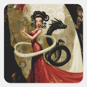 意図を明示オカルト暗黒の魔性AIアート スクエアシール