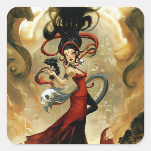 意図を明示オカルト暗黒の魔性AIアート スクエアシール