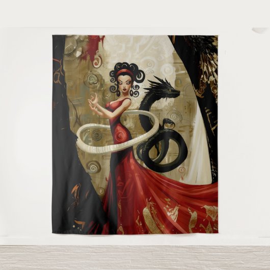 意図を明示オカルト暗黒の魔性AIアート タペストリー (正面)