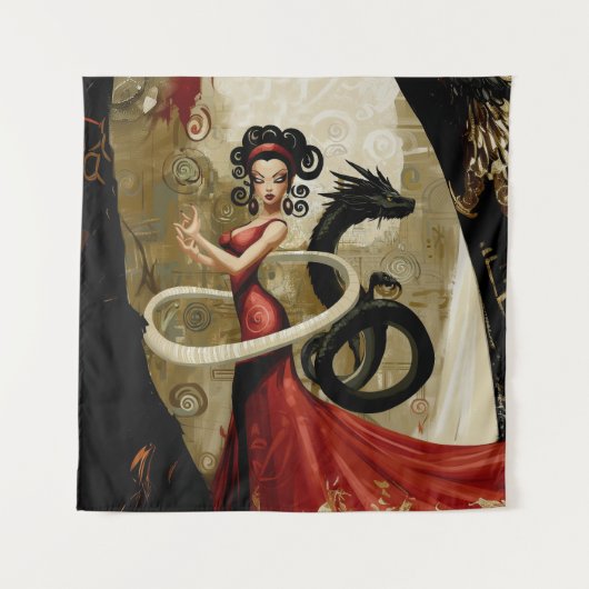意図を明示オカルト暗黒の魔性AIアート タペストリー (正面)