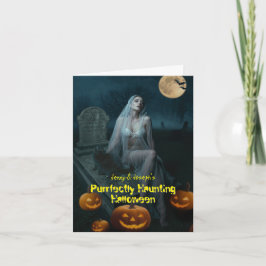 意図的にハングハロウィーン折り畳み招待状 ノートカード