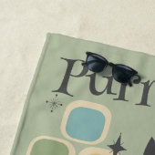 意図的にレトロブラックキャットミッドセンチュリー ビーチタオル (インサイチュ)