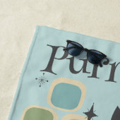 意図的にレトロブラックキャットミッドセンチュリー ビーチタオル (インサイチュ)