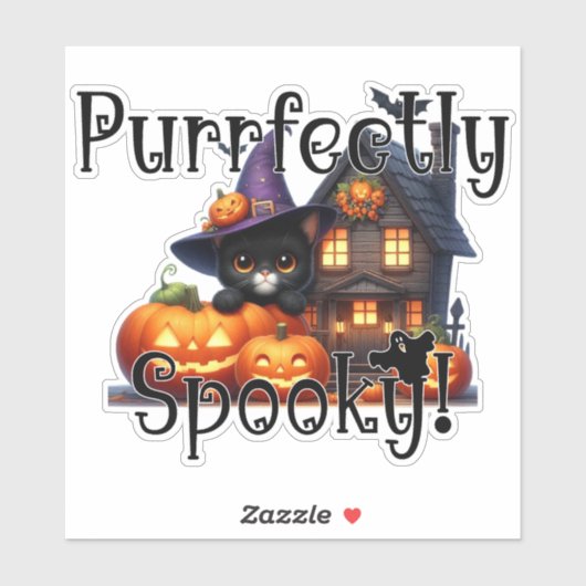 意図的に不気味黒猫と魔女の帽子ハロー シール (シート)