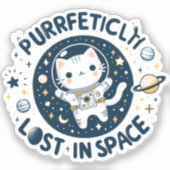 意図的に失った宇宙かわいい猫の宇宙飛行士ビニル シール (正面)