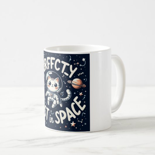 意図的に失った宇宙かわいい猫宇宙飛行士マグカップ コーヒーマグカップ (正面右)