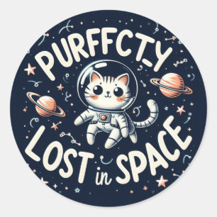 意図的に失った宇宙猫かわいい宇宙飛行士子猫 ラウンドシール