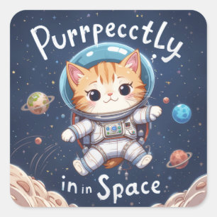 意図的に宇宙猫宇宙飛行士かわいいかわいい スクエアシール