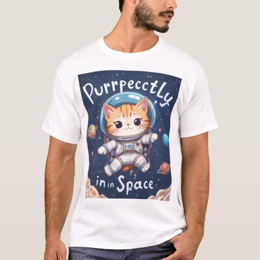 意図的に宇宙猫Tシャツかわいい宇宙飛行士 Tシャツ (正面)