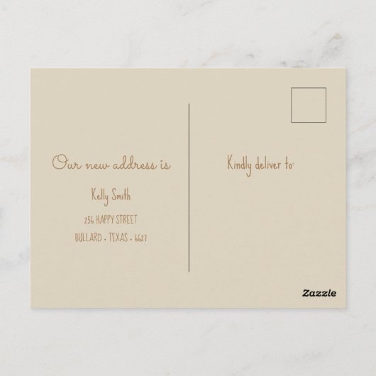 意図的に移動された、我々の新しいアドレス ポストカード (裏面)