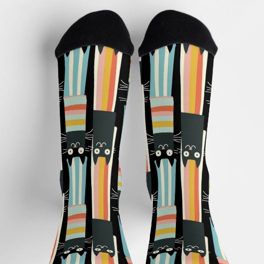 意図的ストライプのに – 猫予測できなのストライプパターン ソックス (上部)