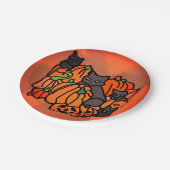 意図的幽霊のよく出るに：ハロウィーンの猫とカボチャ ペーパープレート (アングル)