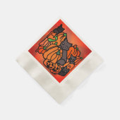 意図的幽霊のよく出るに：ハロウィーンの猫とカボチャ 縁ありカクテルナプキン (角)