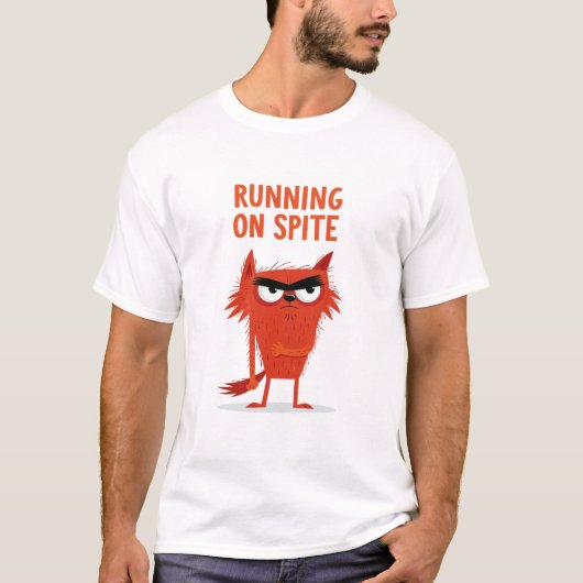 意地を張って走る おもしろい グランピー フォックス キャラクター ギフト Tシャツ (正面)