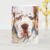 意思- Clumberスパニエル犬の挨拶状 カード (黄色い花)