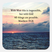 意欲を起この日の出マタイ19:26写真デザイン スクエアシール (正面)