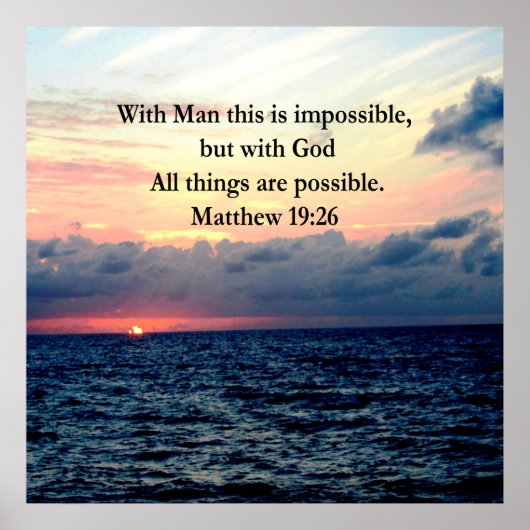 意欲を起この日の出マタイ19:26写真デザイン ポスター (正面)