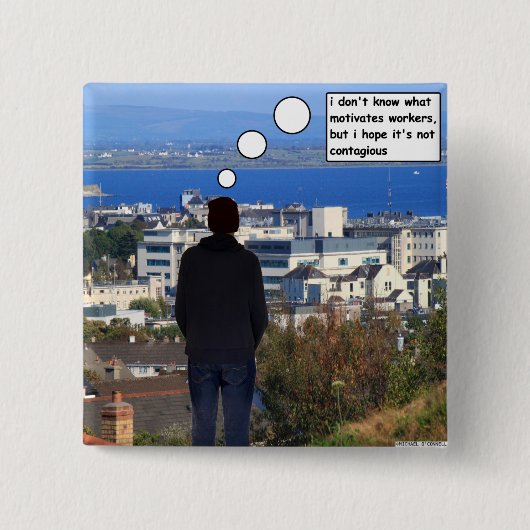 意欲を起こ労 缶バッジ (正面)