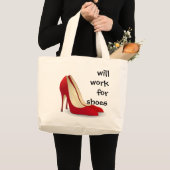 意欲的: 靴のために働きます(多分) ラージトートバッグ (正面(商品))