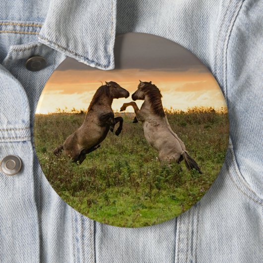 意気揚々と歩く野生の馬ボタン 缶バッジ (インサイチュ)