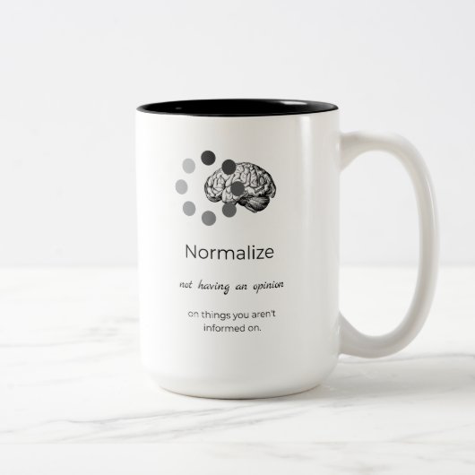 意見を持たないように正常化する ツートーンマグカップ (右)