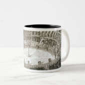 「意見oからのローマのColosseumの空中写真 ツートーンマグカップ (正面右)