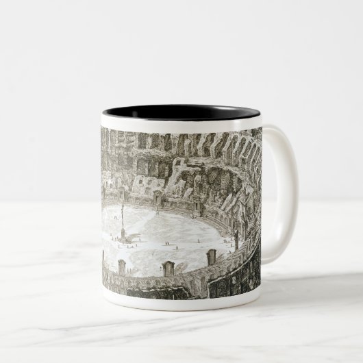 「意見oからのローマのColosseumの空中写真 ツートーンマグカップ (正面右)