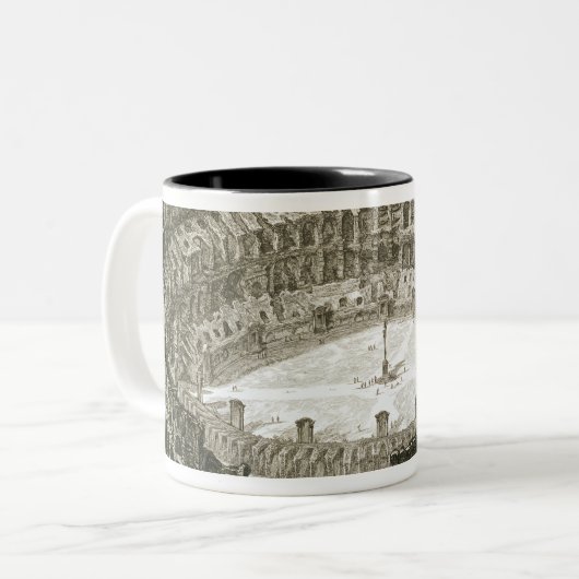「意見oからのローマのColosseumの空中写真 ツートーンマグカップ (正面左)