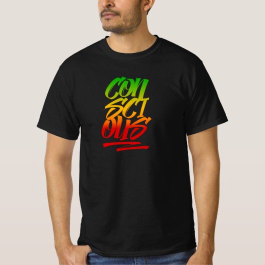 意識的なラスタカラータイポグラフィレゲエTシャツ Tシャツ (正面)