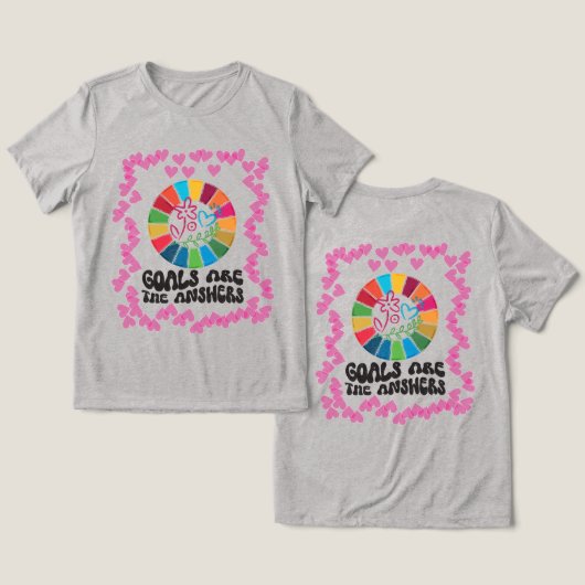 意識的な生活、グローバルな影響:倫理ゴール トライブレンドTシャツ (デザイン正面&裏面)