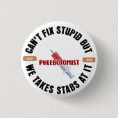 愚かおもしろいな問題を解決できない夢想家 缶バッジ (正面)