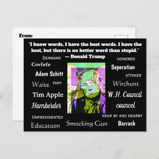 愚かなことが、切り札の言葉やつづりをつづる ポストカード (正面/裏面)