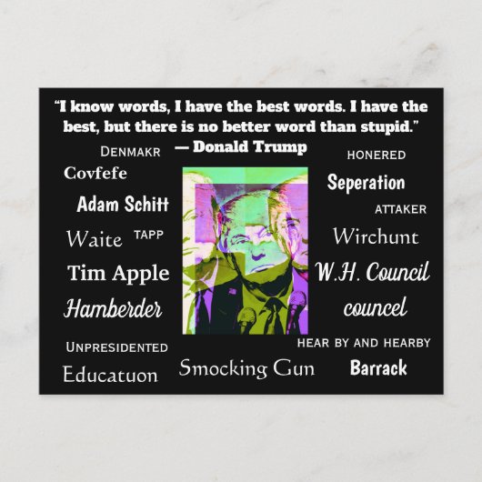 愚かなことが、切り札の言葉やつづりをつづる ポストカード (正面)