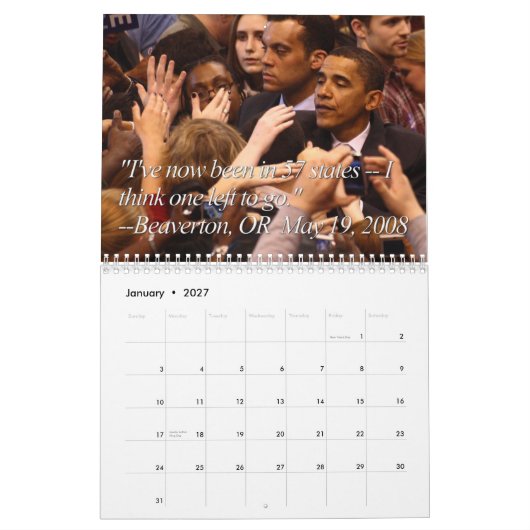 愚かなオバマはカレンダーを引用します カレンダー (1月 2027)