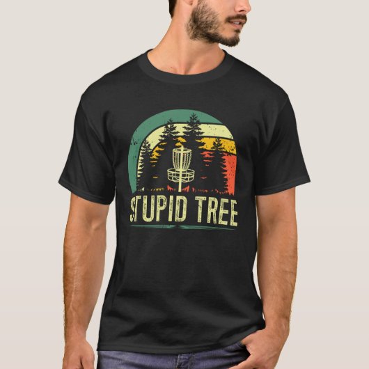 愚かなツリーレトロディスクゴルフ Tシャツ (正面)