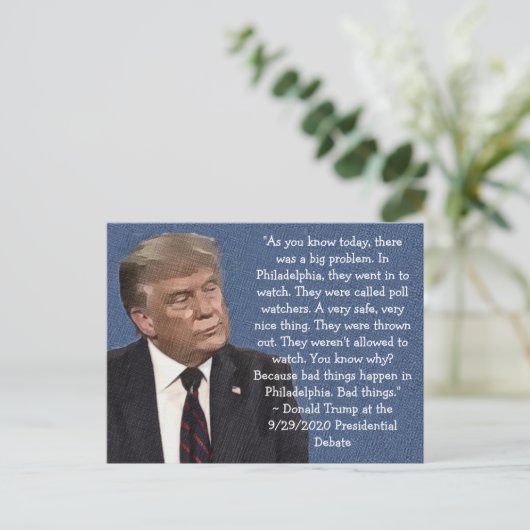愚かなトランプ引用文投票ウォッチャー発言 ポストカード (スタンド正面)