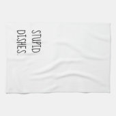 愚かな料理おもしろい皮肉な掃除ユーモア白 キッチンタオル (横)