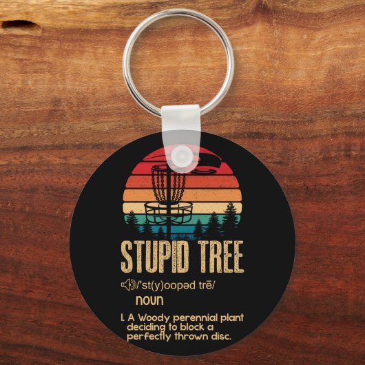 愚かな木ディスクゴルフギフトフリスビーヴィンテージ キーホルダー (正面)
