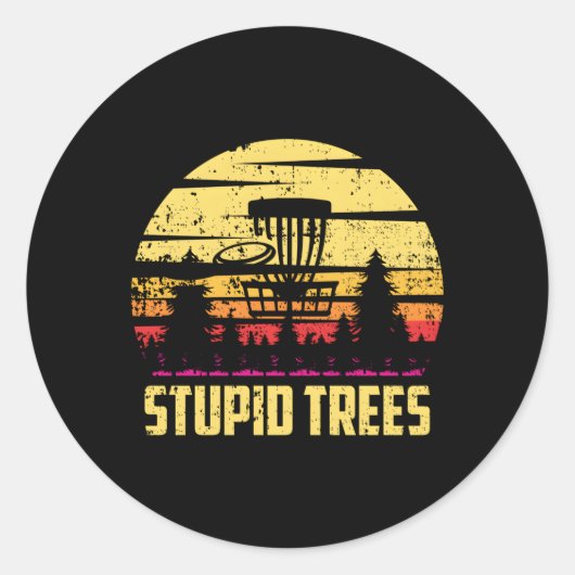 愚かな木ディスクゴルフフリスビーゴルフユーモア ラウンドシール (正面)