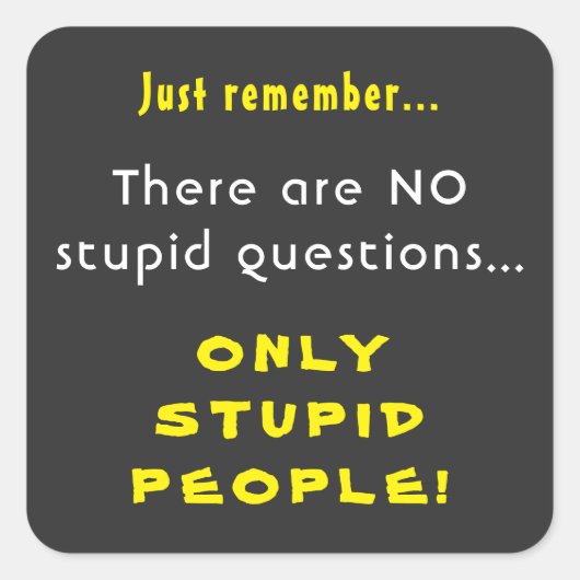 愚かな質問をただ愚かな人々を覚えていない スクエアシール (正面)