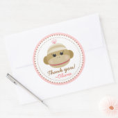 愚かな靴下モンキーガールパーソナライズされた好意シール ラウンドシール (封筒)