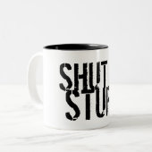 、愚か締めて下さい! ツートーンマグカップ (正面左)