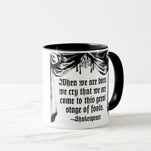 愚か者の引用文のマグ、シェークスピアのステージ マグカップ (正面右)
