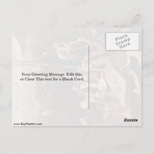 愚か者の船。ヒエロニムス・ボッシュ ポストカード (裏面)