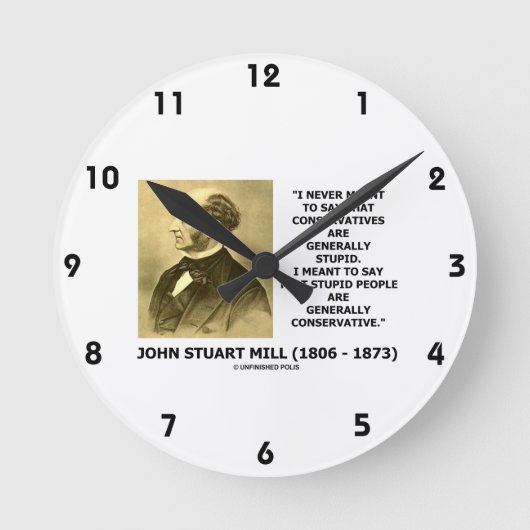 愚か者は総じて保守的な引用文 ラウンド壁時計 (正面)