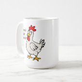 愚か鶏の皮肉おもしろいな朝食フレーズ コーヒーマグカップ (正面左)
